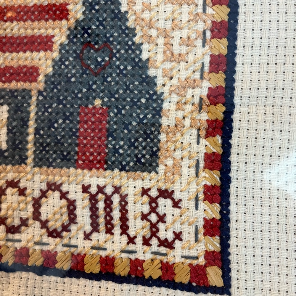 Framed Welcome Cross-Stitch Art in Red Frame - Picture 2 of 4